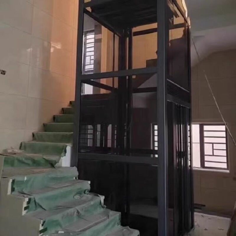 Şık paslanmaz çelik kabin 5 durak ve maksimum yüksekliği 14.5 metre olan kompakt hidrolik ev asansörü